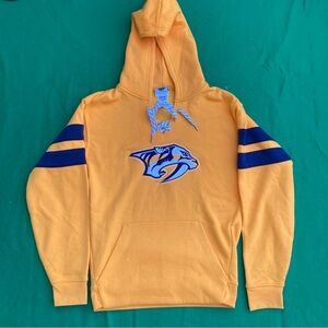 NHL Orange Hoodie with Blue Stripes